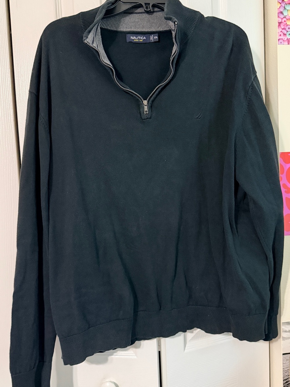 Nautica Men's Black Quarter-Zip Pullover Sweater